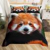 Cute Red Panda Duvet Cover King Size,Pink Love Stars Bedding Set Kawaii Cartoon Animals Comforter Cover Girly Sweet Quilt Cover