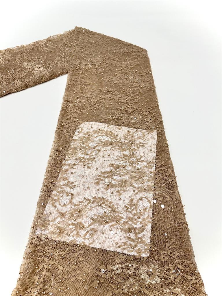 Luxury French Mesh Beads Lace Fabric 2025 High Quality African Sequins Mesh Lace Fabrics For Nigerian Women Wedding Dress Sewing