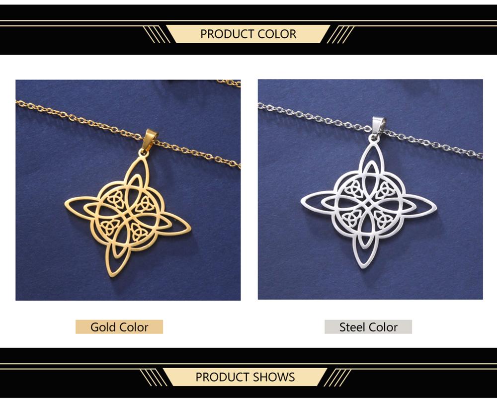 Dawapara Hexenknoten Halskette Keltisch Glücksbringer Irischer Schmuck Edelstahl Wicca Vintage Reichtum Amulett Damen Halskette