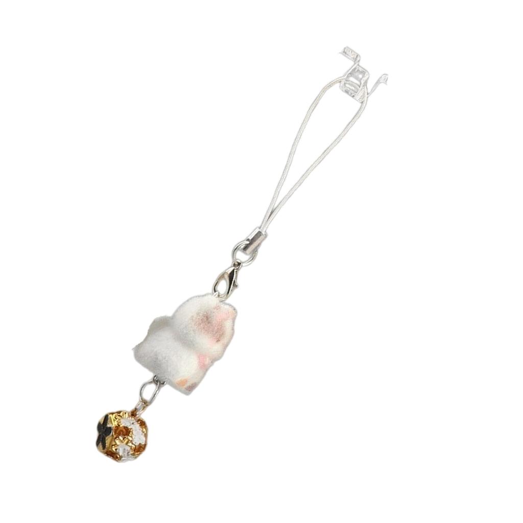 Stylish Cats Shaped Key Holder Flocking Flocking Phone Charm Portable Designs for Fashionable Lifestyle