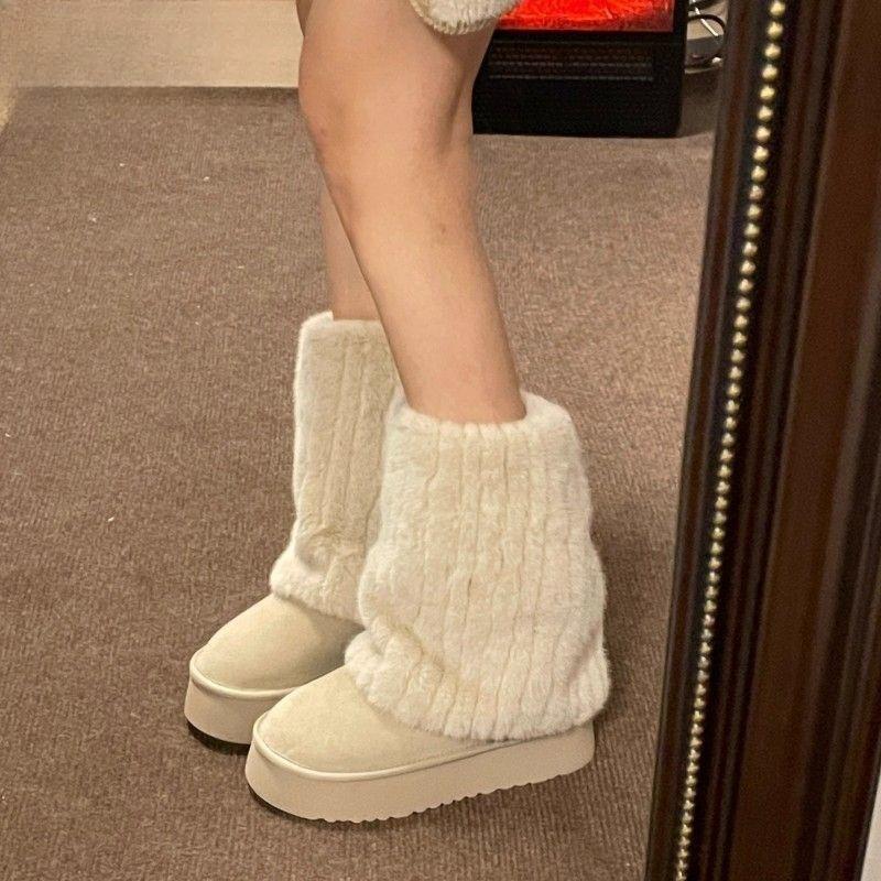 

Mid-calf Snow Boots for Women, New Plush Style, Thick Sole, Anti-slip, Cotton Shoes 40 бежевий