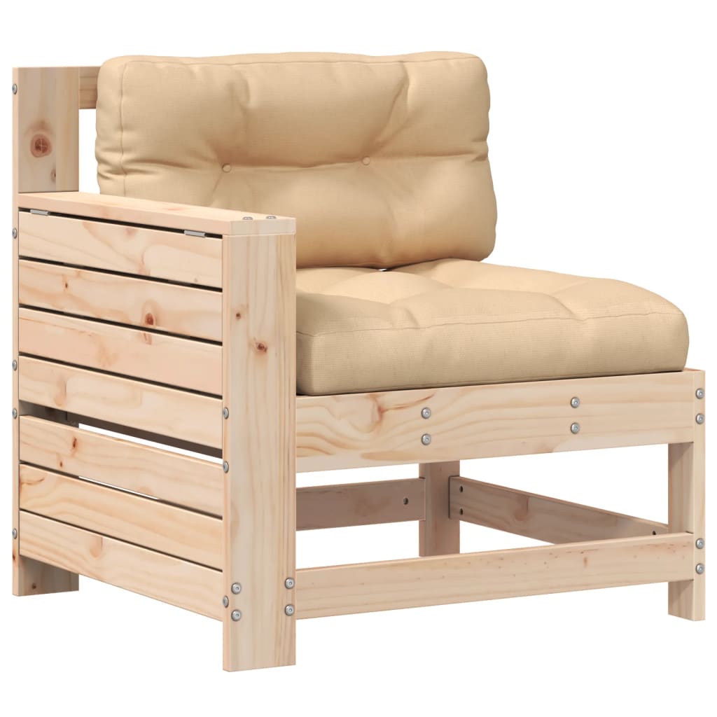 Garden Sofa with Armrests and Cushions Solid Pine Wood