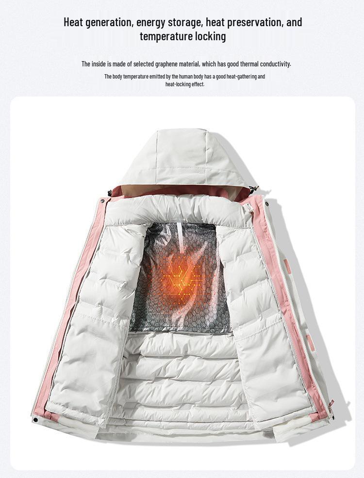 Removable Graphene Liner Ski Jacket: 3-in-1 Winter Outdoor Two-Piece Set for Couples