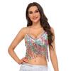 Belly Dance Bandage Glitter Bra Top with Chest Pad Women Belly Dance Costumes for Cosplay Halloween Performances Stage