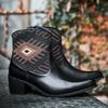 Trendy Embroidered Pull On Cowboy For Men with Wide Square Toe Western Retro Boot Durable Classic for Adult Men