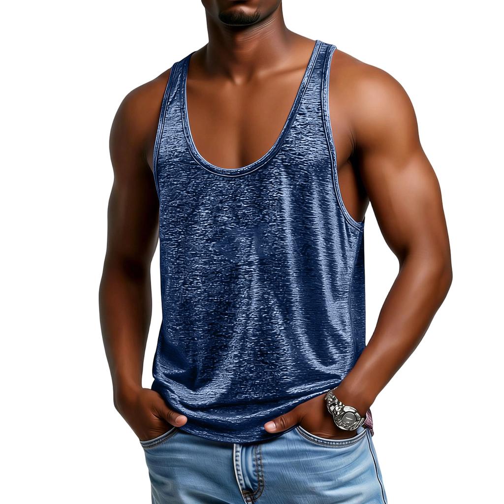 Man's Loose Large Size Exercise Color Breathable Wear A Sweat Absorbing Garment Elasticity I,Shaped Vest