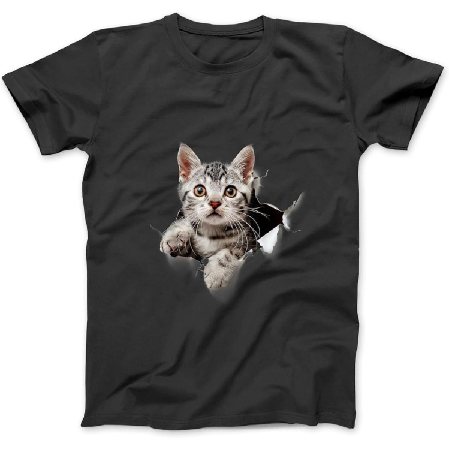 Cute American Shorthair Through a Hole in The Paper T-Shirt, Sweatshirt, Hoodie for Men, Women, Kids S