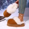 Fashion 2025 New Thick Sole Fluffy Slippers Women Outdoor Non Slip Warm Winter Slippers Woman Comfortable Slip On Cotton Shoes Female