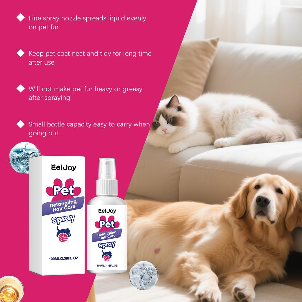 Pet Detangling Spray Hair Conditioner Leave-In Anti Static Dematting Soften Coat for All Hair Types Dog Cat Care Grooming Spray