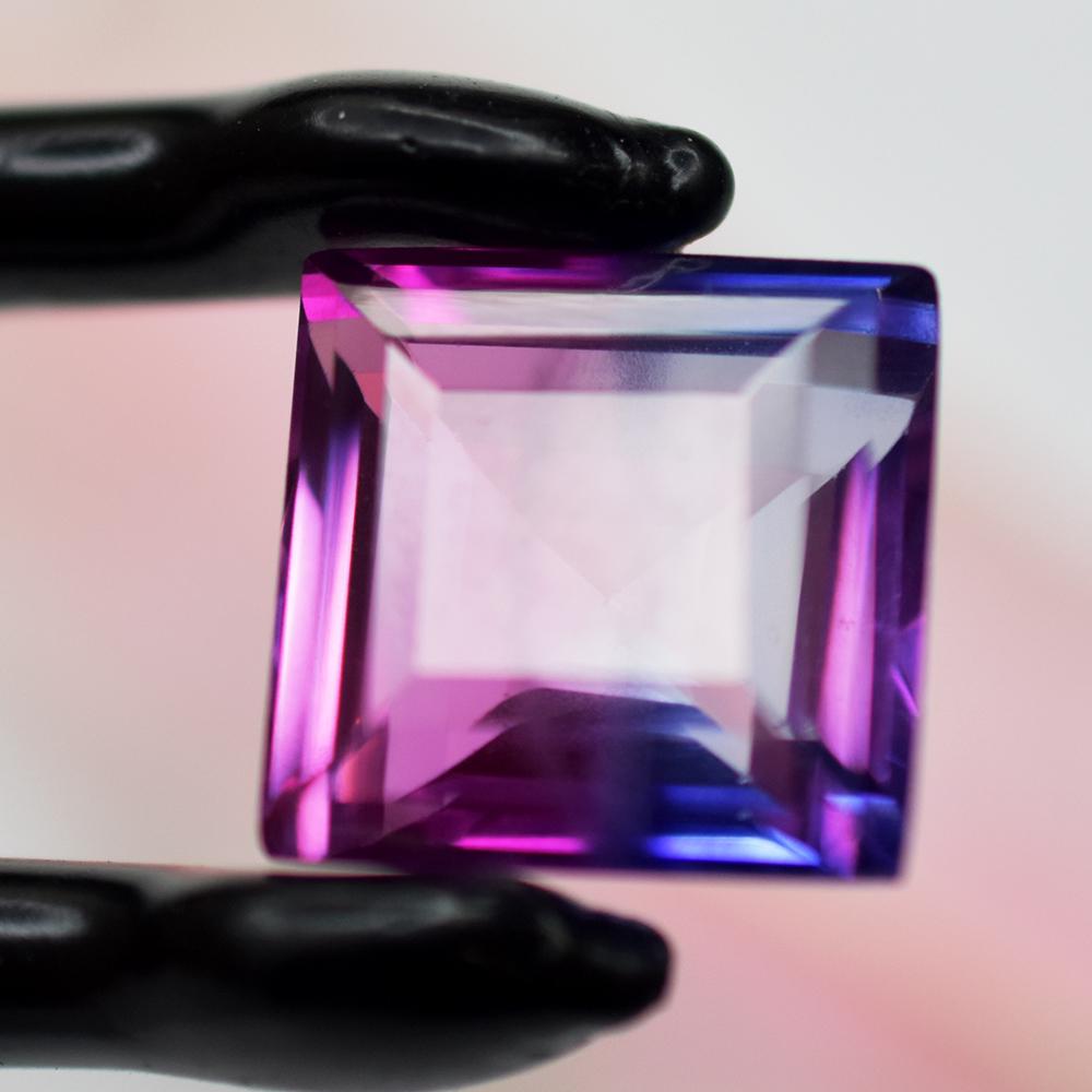Natural Sapphire Loose Gemstone Bi-Color Square Cut 17.30 ct September Birthstone for Jewelry Making