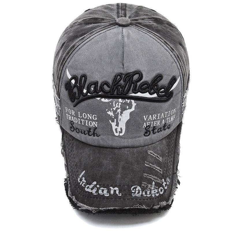 Unisex Retro Distressed Bull Head Baseball Cap with Sun Protection - Spring/Autumn