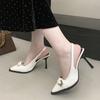 New Style Fashion Design Slingbacks Butterfly-knot Women Pumps Sexy Pointed Toe Thin Heels Stripper Party Shoes Large Size 35-42