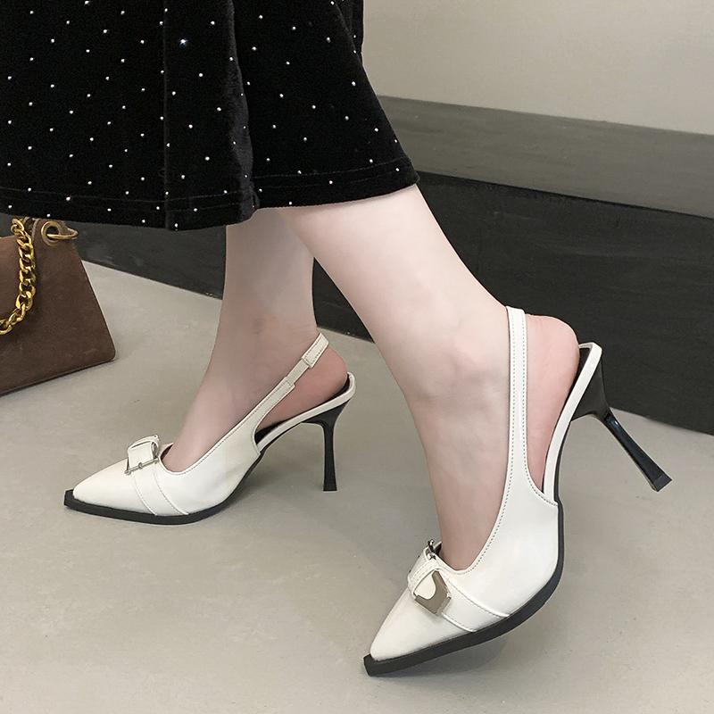 New Style Fashion Design Slingbacks Butterfly-knot Women Pumps Sexy Pointed Toe Thin Heels Stripper Party Shoes Large Size 35-42