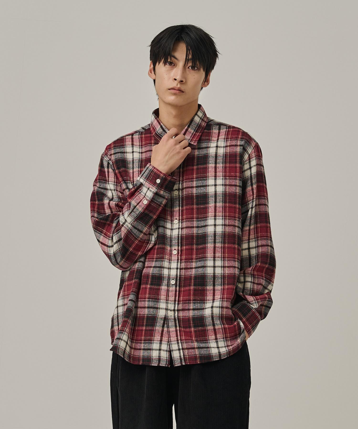Analog Mood Flannel Semi-Check Shirt (Red) Free