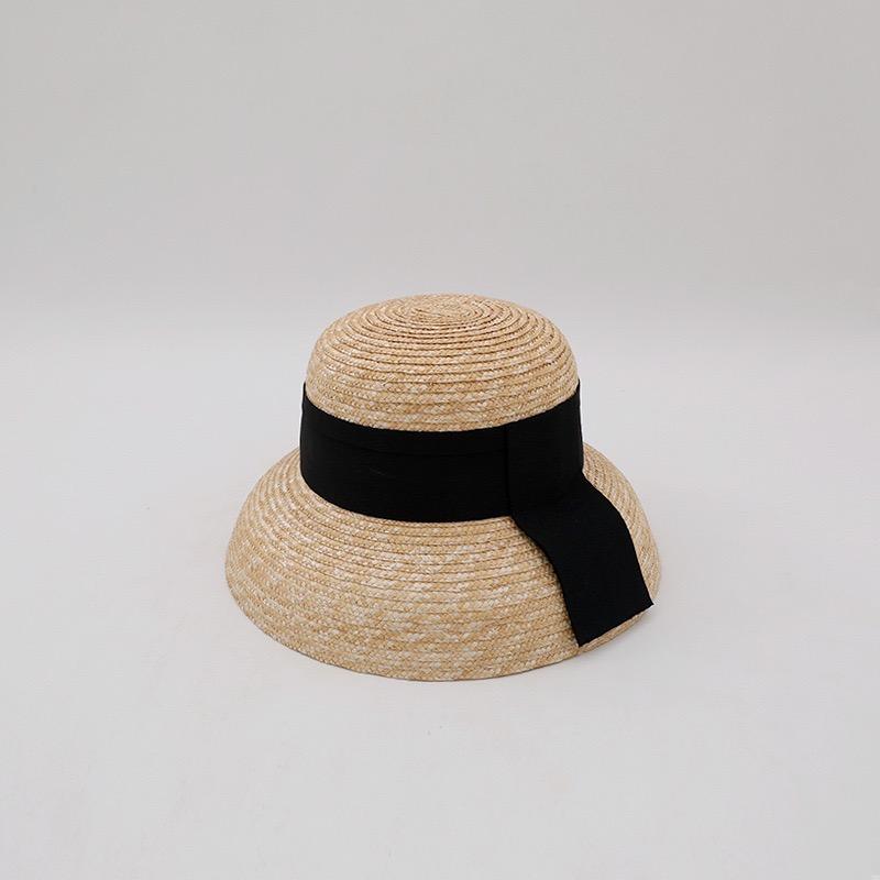 

Designer Hats Fashion Natural Straw Beach Straw Hat For Women French Hepburn Style Summer Sun Hat Vintage Basin Hat sale 54-57cm чорний