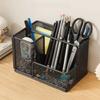 3 Compartments Desktop Pen Holder Carbon Steel Stationery Storage Rack  Home Use