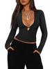 Herbst 2025 Y2K Tief V-Ausschnitt Cutout Sexy Slim Fit Langarm Strickpullover
