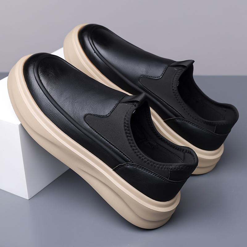 

Fashion Quality Men Simple Fashion Soft Soled Comfort Shoes Leather Thick Soled Business Casual Loafers Shoes Slip on Driving Male Shoes 44