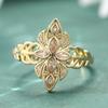 Exquisite Inlaid White CZ Women's Ring Dazzling Gold Color Hand Carving Daily Wear Party Jewelry Anniversary Gift