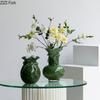 Grüne Wellentextur Glasvase Hydroponik Blumentöpfe Schreibtischdekoration Blumenarrangement Florale Vasen Raum Ästhetische Deko