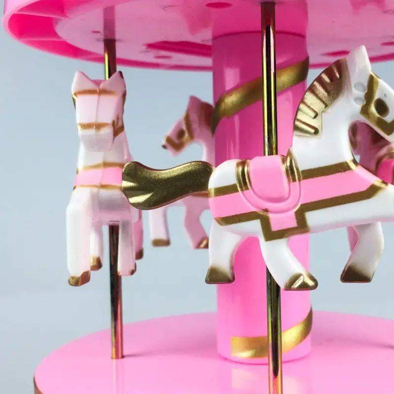 1st Lyxkarusell Speldosa 4 Hästar Rotera Rotation Romantiska Lyxkarusellleksaker Handarbete Speldosa Presenter