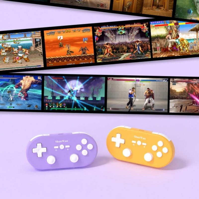 2024 ShanWan New Mini Gamepad Wireless BT Q37 Micro Game Controller with Vibration Double Rocker for Android/iOS/PC