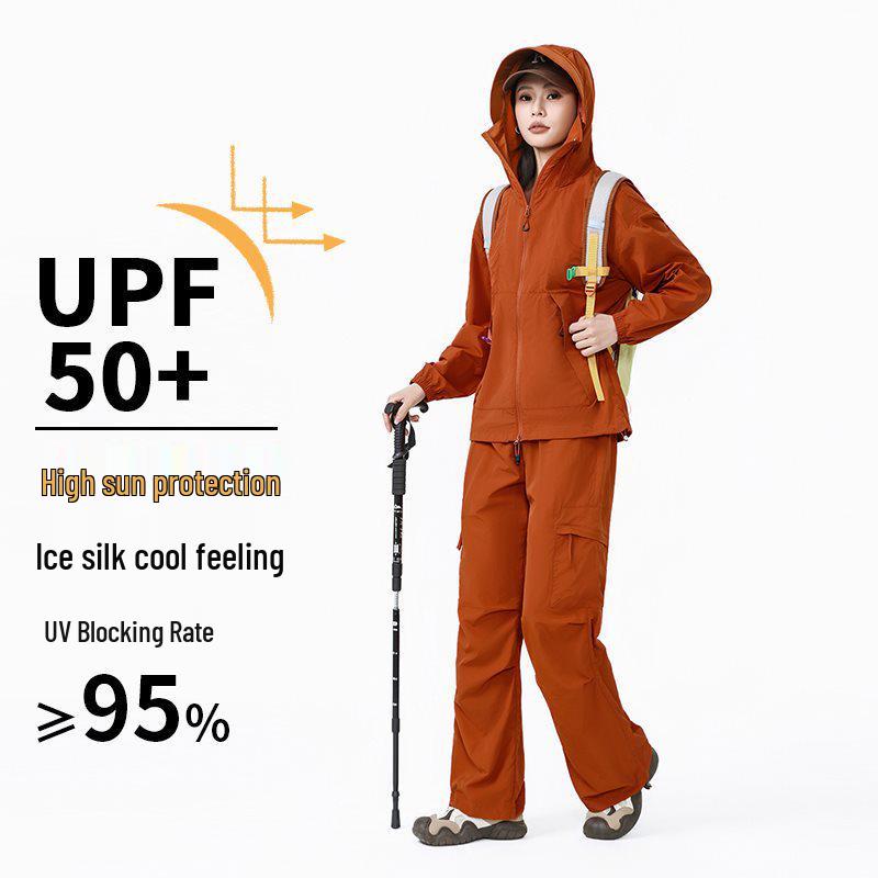 Set Ultra-sottile Protezione Solare per Coppia: Camicia con Cappuccio e Pantaloni Leggeri per l'Estate