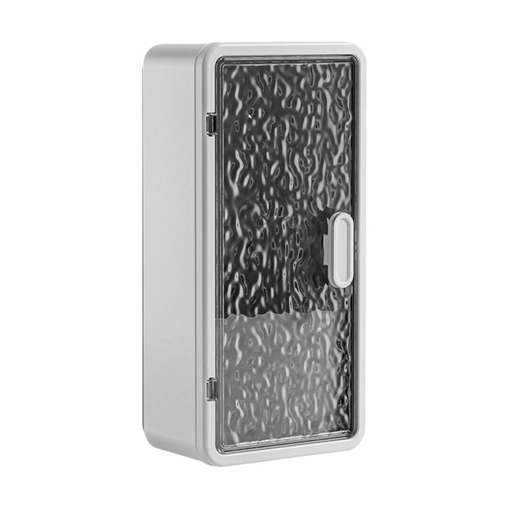 Wall Mounted Toothbrush Storage Box Multi-functional Bathroom Storage Rack Bathroom translucent grey