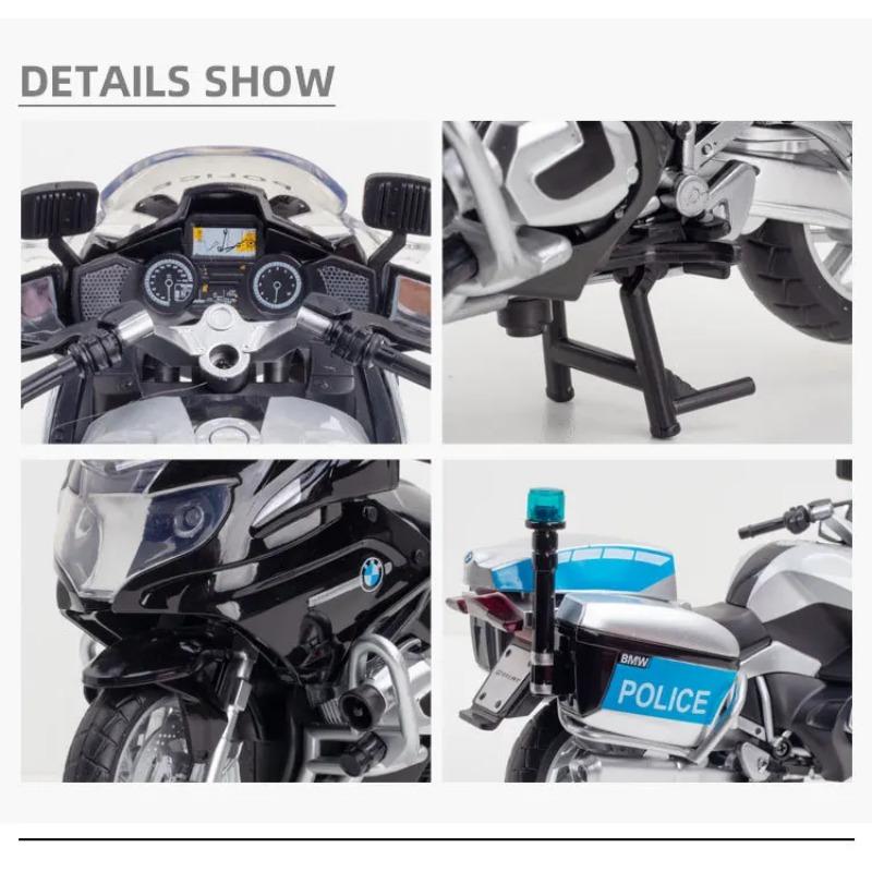 1/12 BMW R1250RT-P Police Simulation Alloy Motorcycle Model Shock Absorbers Sound and Light Collection Toy Car Kid Gift