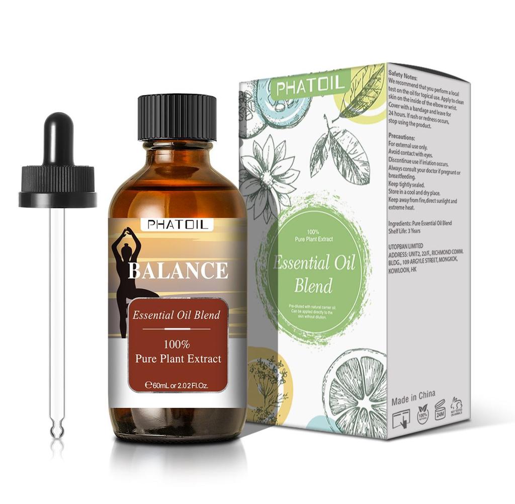 PHATOIL 60ML Essential Oil Blend for Anxiety Ease Sleep Easy Mosquito Repellent Pure Essential Oils and Carrier Oil for Slimming Hair Growth