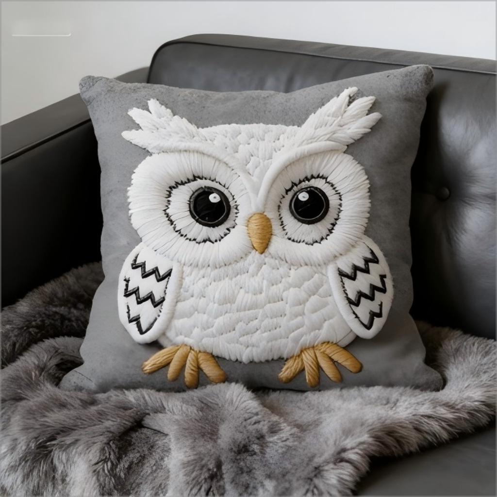 2D roztomilý povlak na polštář s sovou, nadýchaný povlak na polštář s potiskem bílé sovy pro pohovku, gauč, Boho, moderní domácí dekorace, dárek pro milovníka zvířat