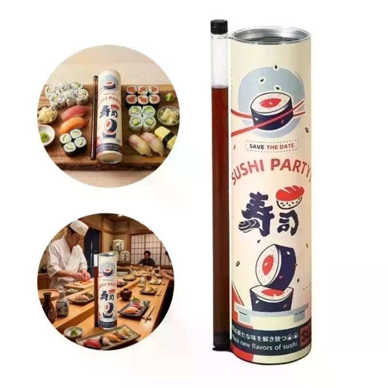 Sushi Mold Push Box 3 PCS Food Grade Paper with Sauce Straw for DIY Sushi Bento Lunch Easy ReleaseHot Sale