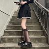 Black Streamer Half-length Stockings Women's Thin Summer Cute Medium Tube Calf Socks Lolita Bow Jk Long Socks