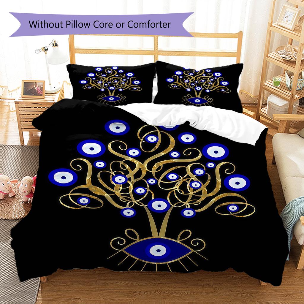 Nazar Boncuğu Pattern Bedding,Quilt Set Quilt Cover Pillowcase Home Birthday Gift (1 * duvet cover + 2 * pillowcase, without core)