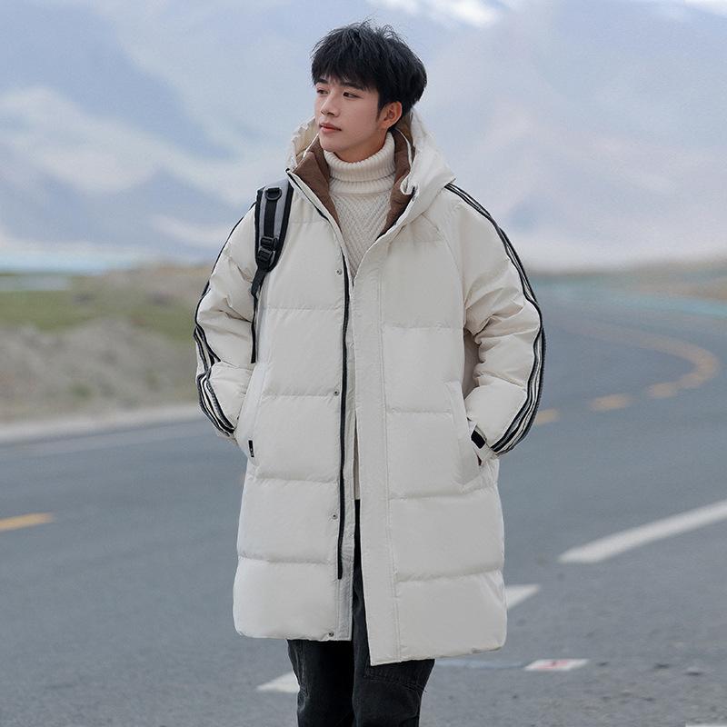 

Зимняя удлиненная утолщенная пуховая куртка мужская повседневная универсальная спортивная пух белой утки для пары с капюшоном мужская куртка 3XL