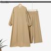 ZANZEA Women Elegant Long Blouse With Elastic Waist Long Pants Casual Two Piece Suit Sets