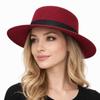 Solid Color Men's Felt Hat British Style Women Jazz Hat Woolen Flat Top Hat  Church Events