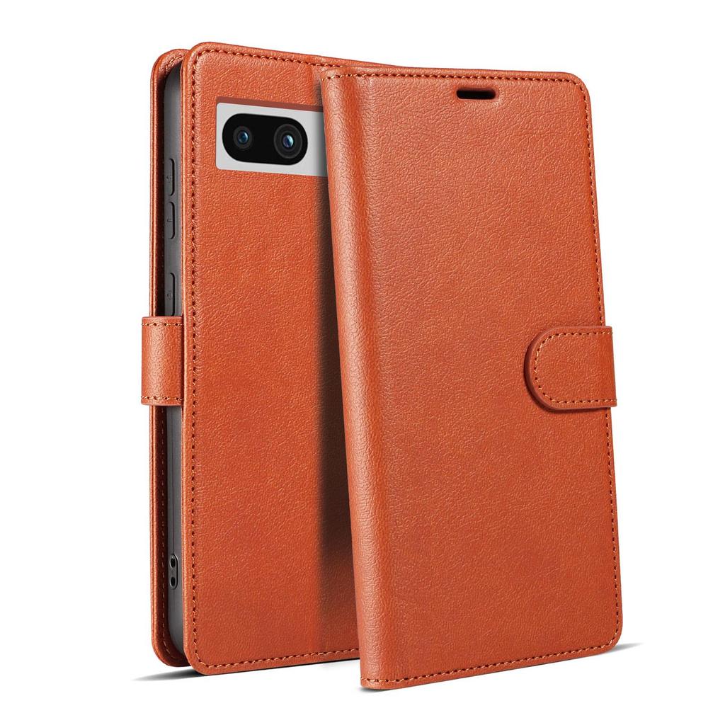 Skinnveske for Google Pixel 8A, 6A og 7 Pro mobiltelefoner - flip-deksel og beskyttelsesdeksel.