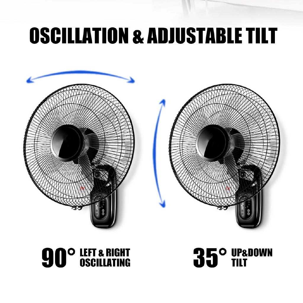 Ventilador Elétrico de 5 Pás Resfriador de Ar Ventiladores Multifuncionais Ventilador Elétrico Doméstico 16 polegadas Pendurar na Parede Montado na Parede Preto