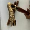 Snake Face Brass Handle Folding Wooden Walking Stick – 3 Fold Cane, Gift for Dad