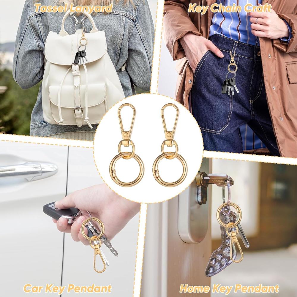 Metal Rotating Buckle Keychain with Swivel Snap Hooks, Perfect for Projects, Bag Decorations, And Charms