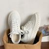 Platforminiai batai Rudens Moteriški Vulkanizuoti Batai Mada Baltos Odos Moteriški Stambūs Sportbačiai Suvarstomi Teniso Moteriški Batai Zapatos Mujer