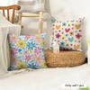Colorful Flowers Cushion Cover Natural Linen Organic Fabric DoubleSided Printing Couch Pillow Covers Home Decor
