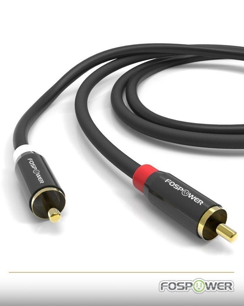 FosPower 2RCA to 2RCA Stereo Audio Cable Connectors Copper (7.5m) (Red/White) (Male-Male) [24K Gold-Plated Core]