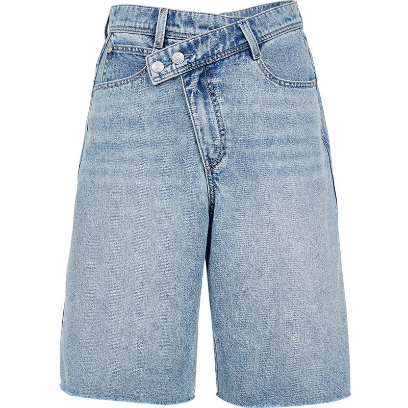 ONLY Women's 2025 Spring Retro High-Waist Denim Bermuda Shorts