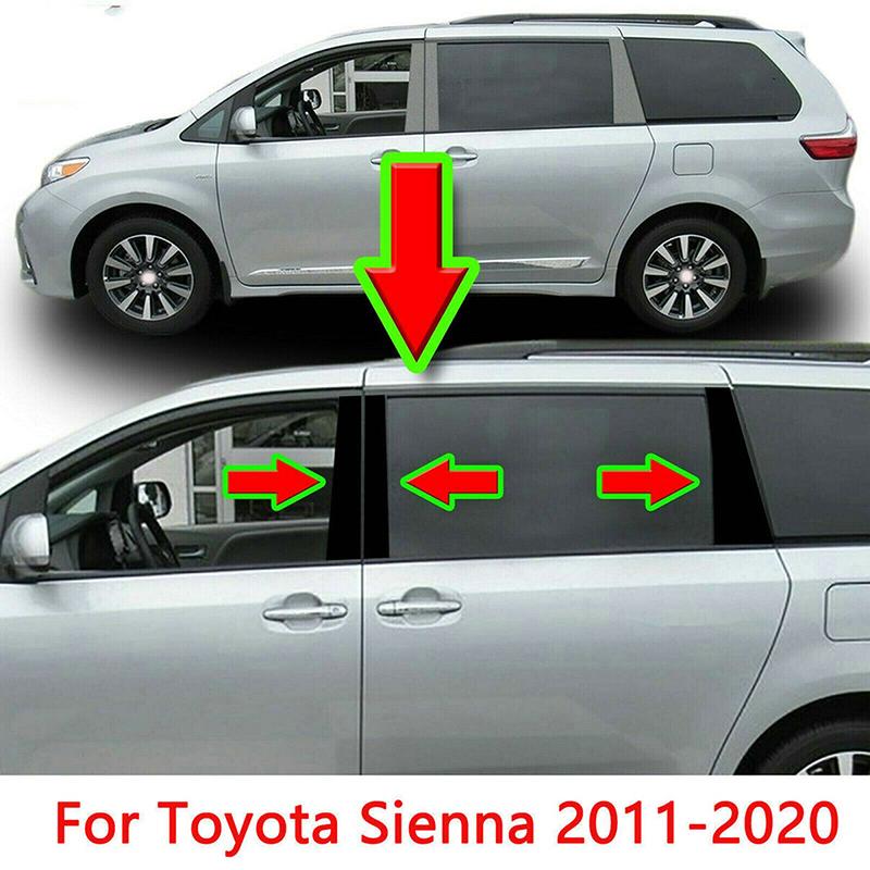 6 Pièces Montants de Pilier de Voiture Moulures de Fenêtre et de Porte Couverture pour Toyota Sienna 2010 2011 2012 2013 2014 2015 2016 2017 2018
