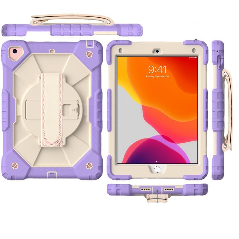 IPad 9th Gen 10.2 Inch Protective Case With Strap Full Coverage Silicone PC Hybrid Cover Stand Function