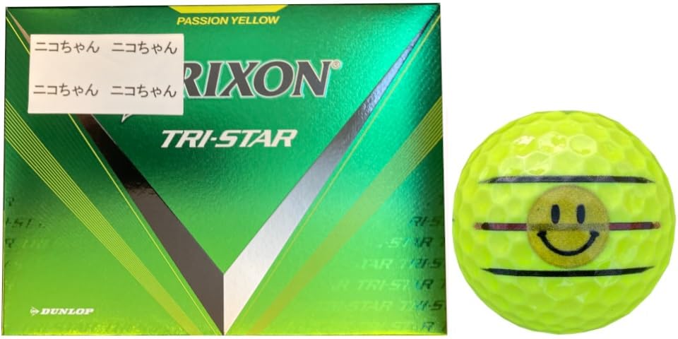 

Dunlop Srixon 2024 Golf Balls with Line 1 Smiley [Happiraki_GolfLine] TRI-STAR (Yellow, Dozen, Face)