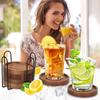 4/6pcs With Holder Wood Coasters Thickened Insulated Cup Mat Household Teacup Mat  Office