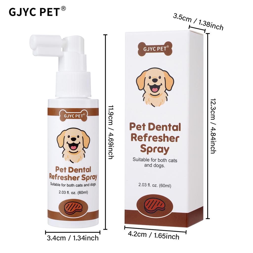 GJYC PET Beef Flavor Pet Oral Fresh Spray Cleanses Teeth Freshens Breath Removes Odors Dental Care For Dogs Cats
